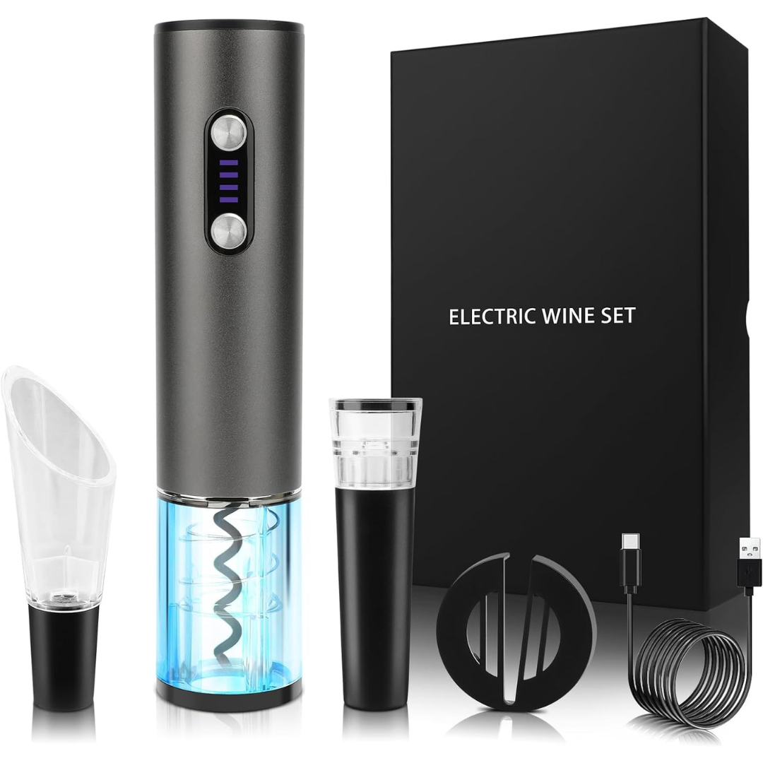 Electric Wine Bottle Opener Kit With Foil Cutter