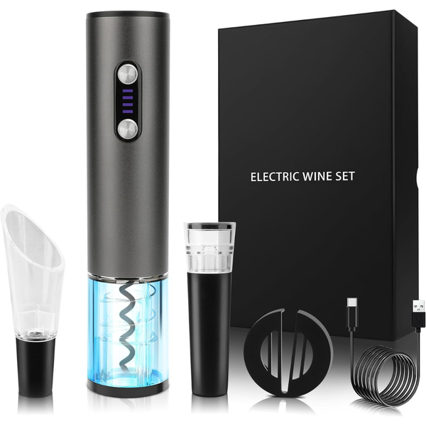 Electric Wine Bottle Opener Kit With Foil Cutter