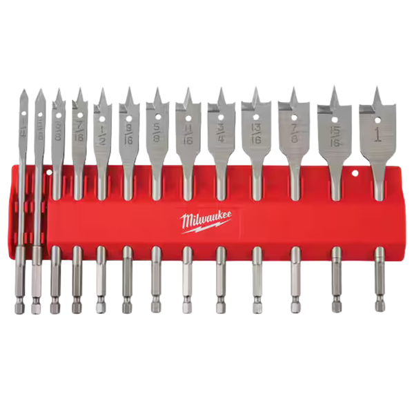 13-Piece Milwaukee High Speed Wood Spade Bit Set