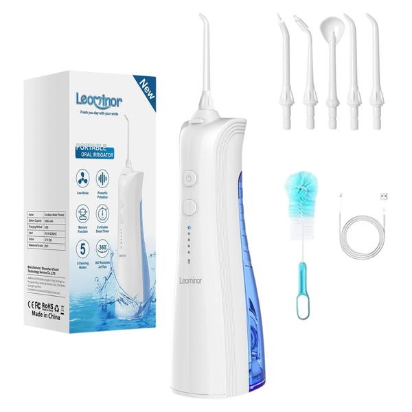 Leominor 230ml Cordless Portable Rechargeable Water Flosser (White)