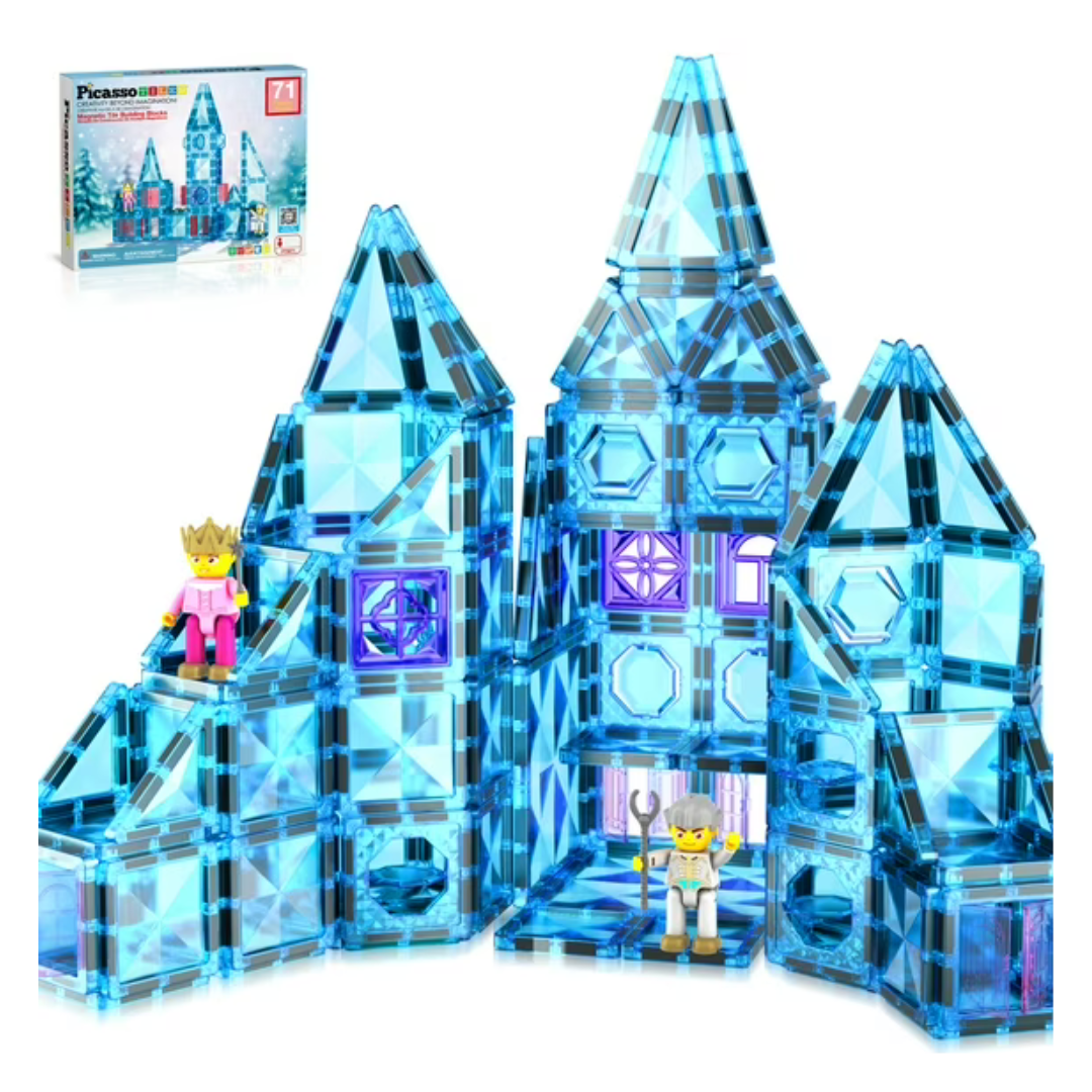 71-Pieces PicassoTiles Mini Winter Ice Theme Magnetic Tiles