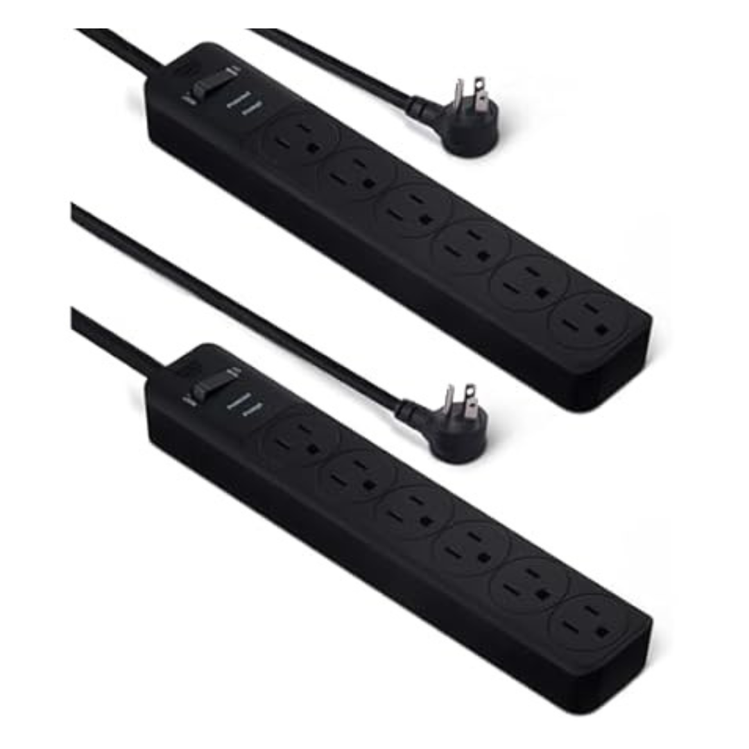 2-Pack AmazonBasics 6-Outlet 600 Joule Surge Protector Power Strip (2 Colors)
