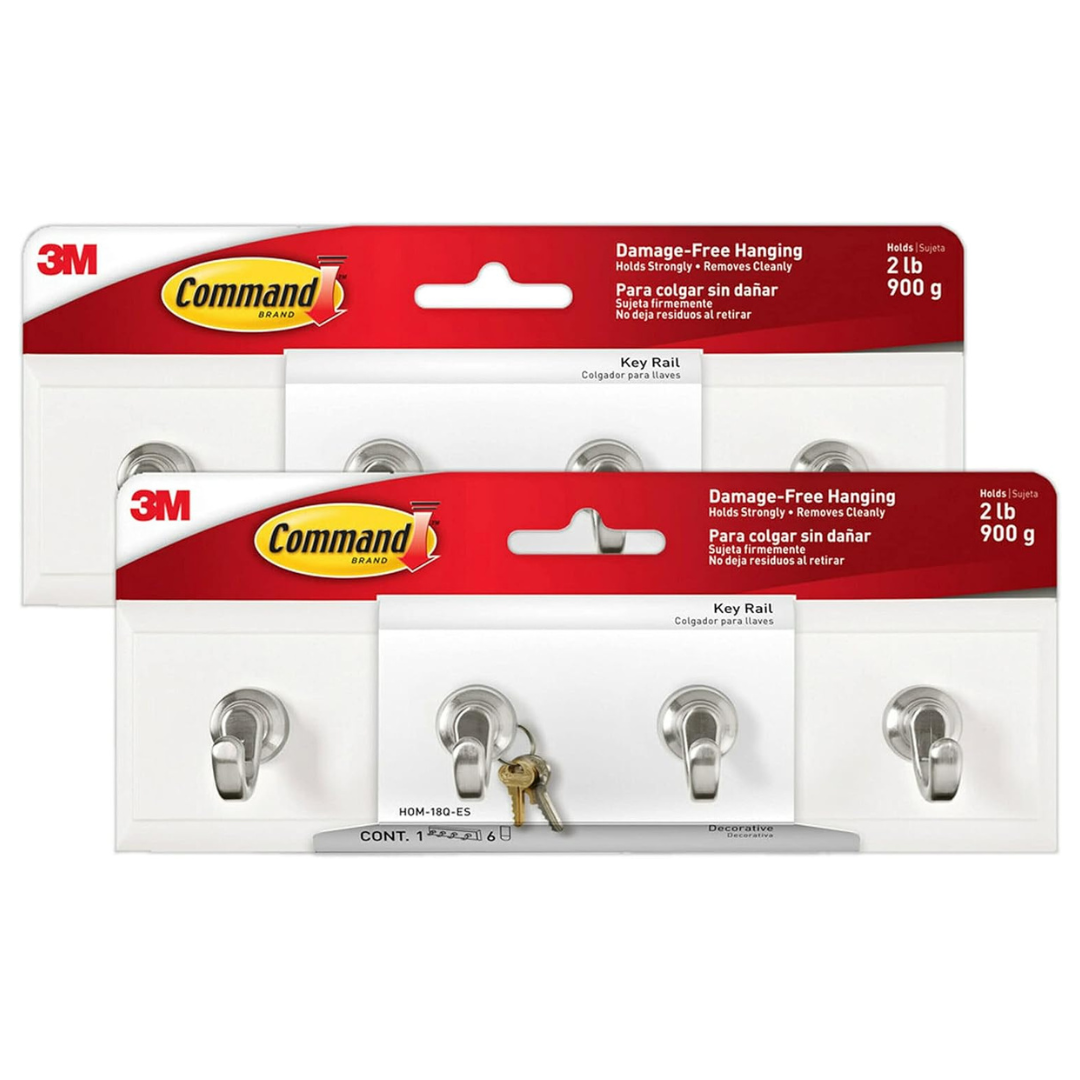 2-Pack Command Key Rails, Total 2 Key Racks With 12 Command Strips