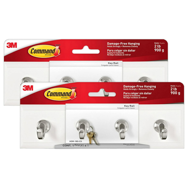 2-Pack Command Key Rails, Total 2 Key Racks With 12 Command Strips
