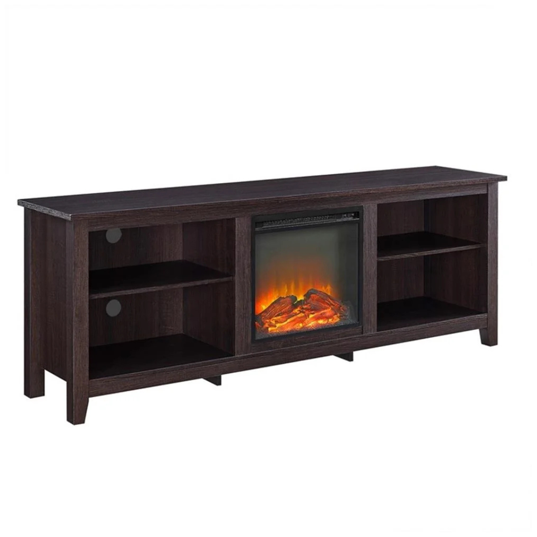 Walker Edison Open Storage Fireplace TV Stand For TVs Up To 80"