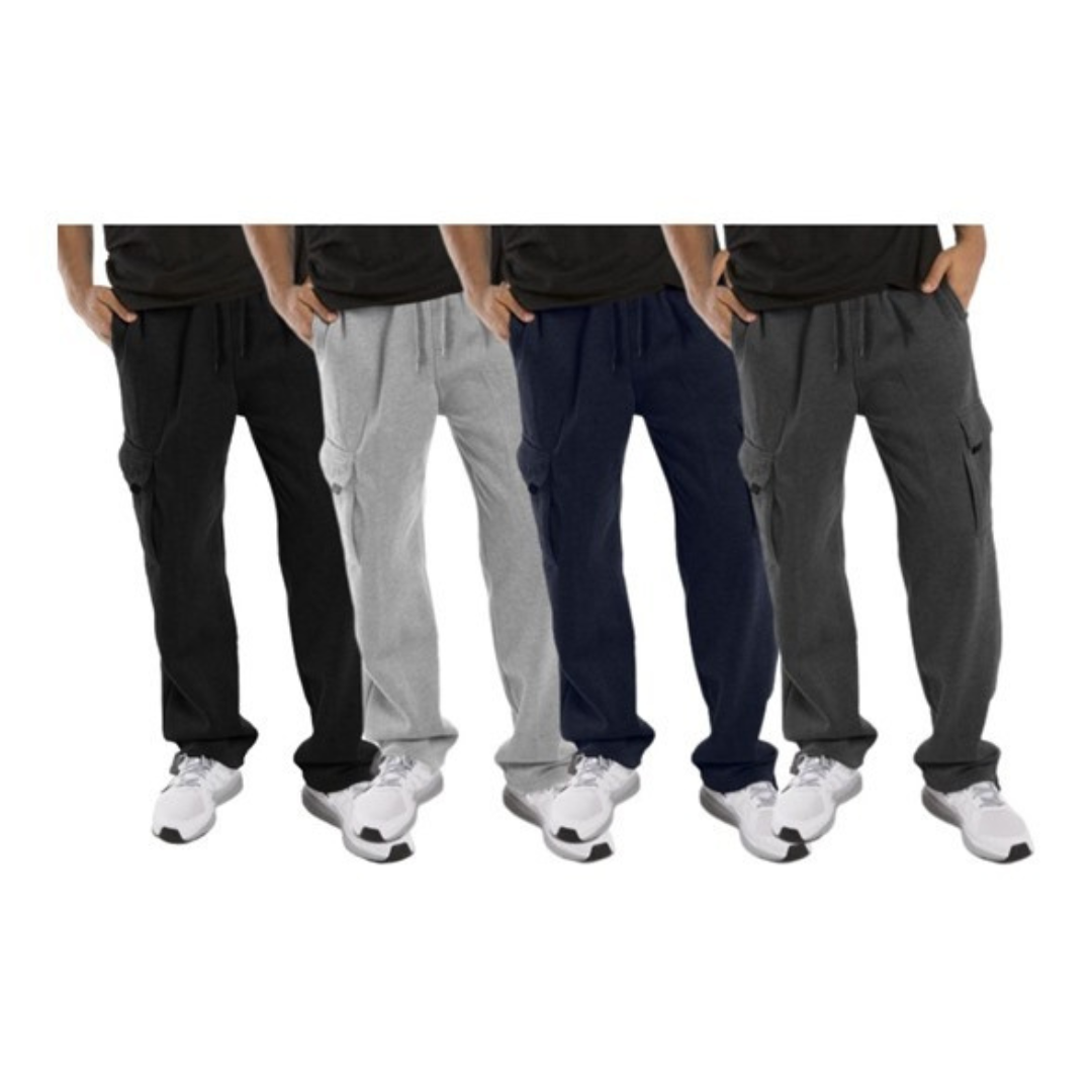 3-Pack Men's Heavyweight Fleece Cargo Sweatpants