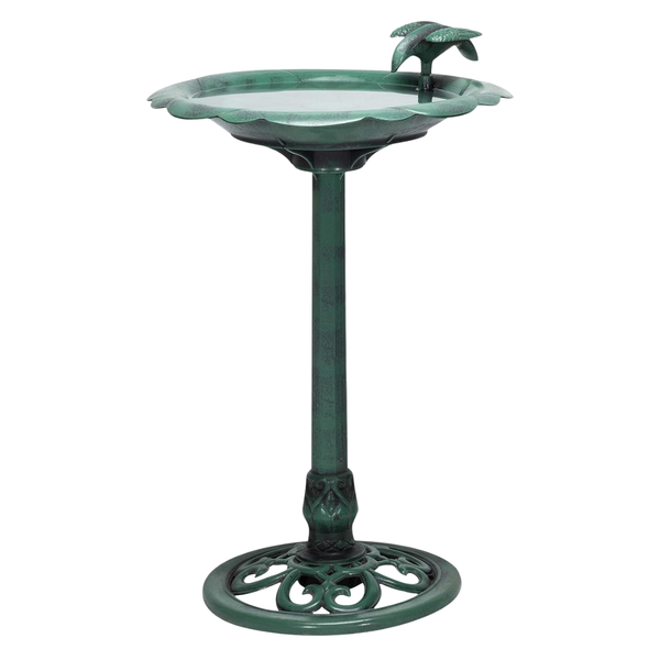 31" Tall Outdoor Antique Flower Birdbath With Bird Decoration Yard Statue