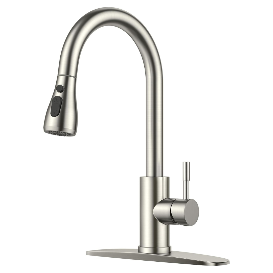 Single Handle Stainless Steel Sink Faucet With Pull Down Sprayer
