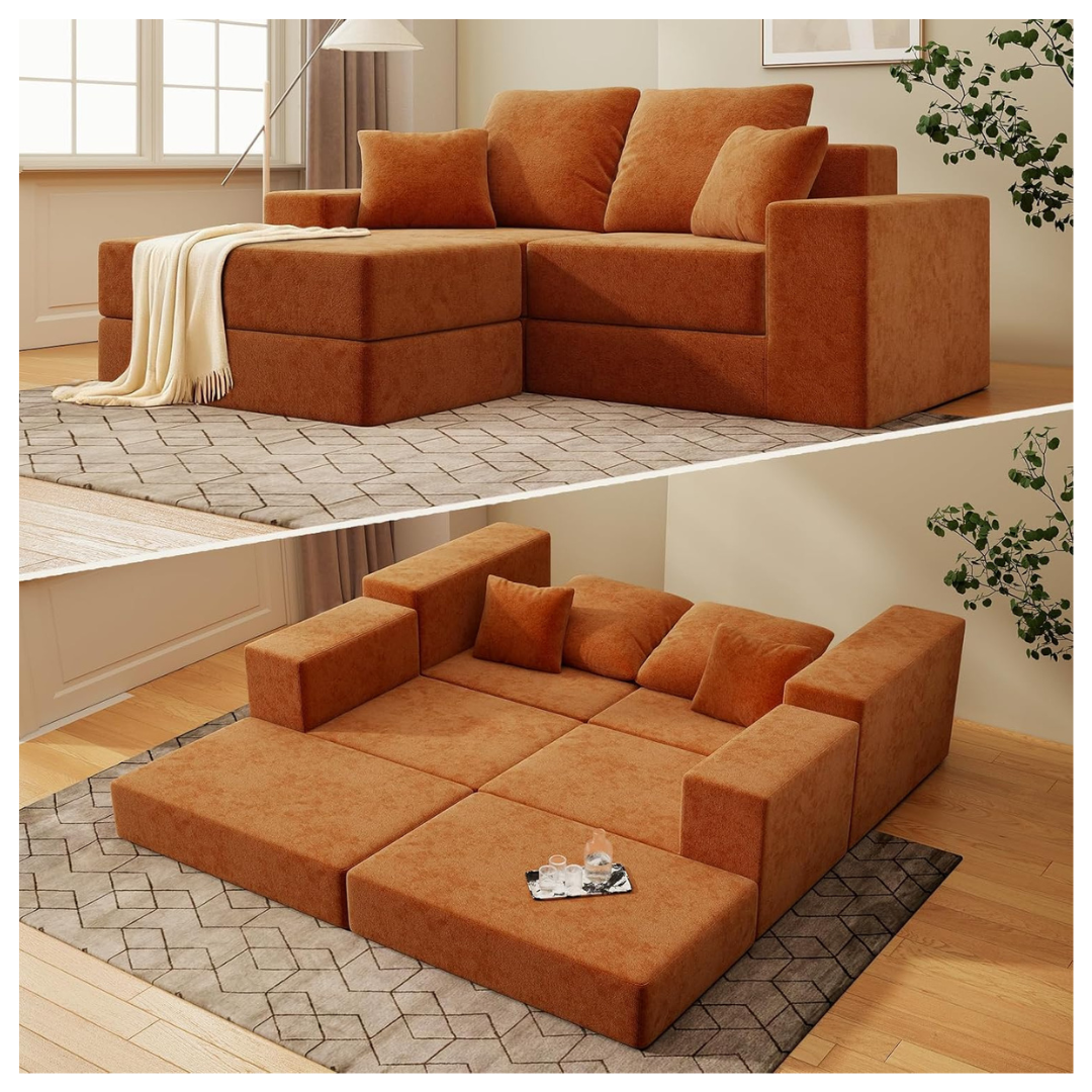 Modern L-Shaped Cloud Modular Sectional Sofa W/ Reversible Chaise