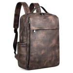 Masintor 15.6" PU Leather Laptop Backpack (Retro Coffee)