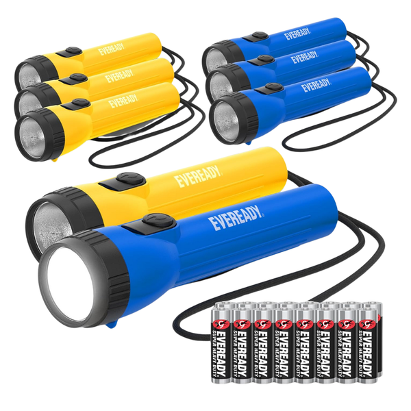 8-Pack Eveready LED Flashlight With 16 AA Batteries (Batteries Included)