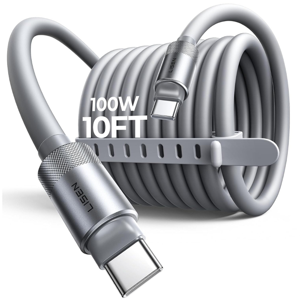 10-Feet LISEN 100W Silicone USB-C to USB-C Fast Charging Cable