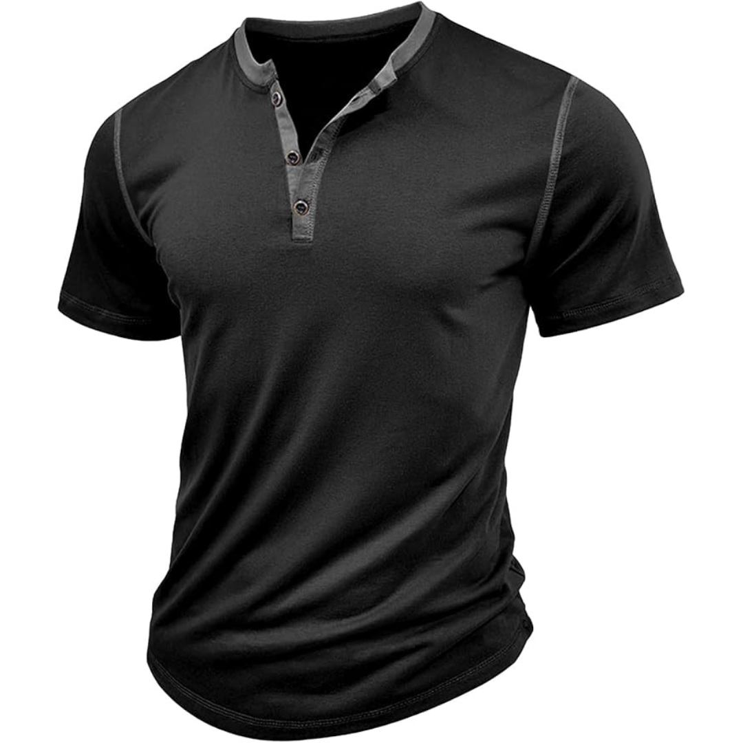 Men's Summer Muscle Cotton Henley Shirts