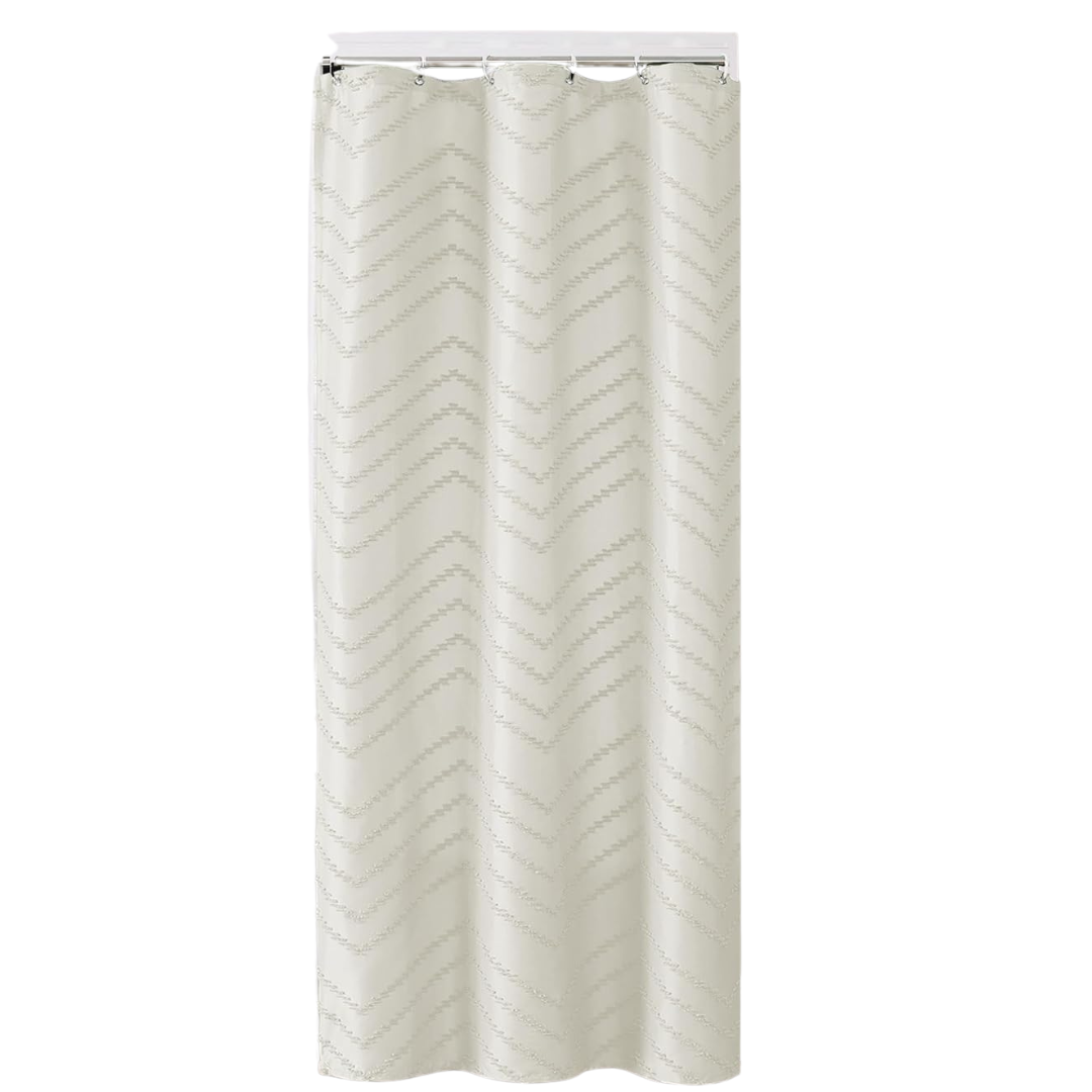 72" x 96" Chevron Extra Long Beige Boho Shower Curtain
