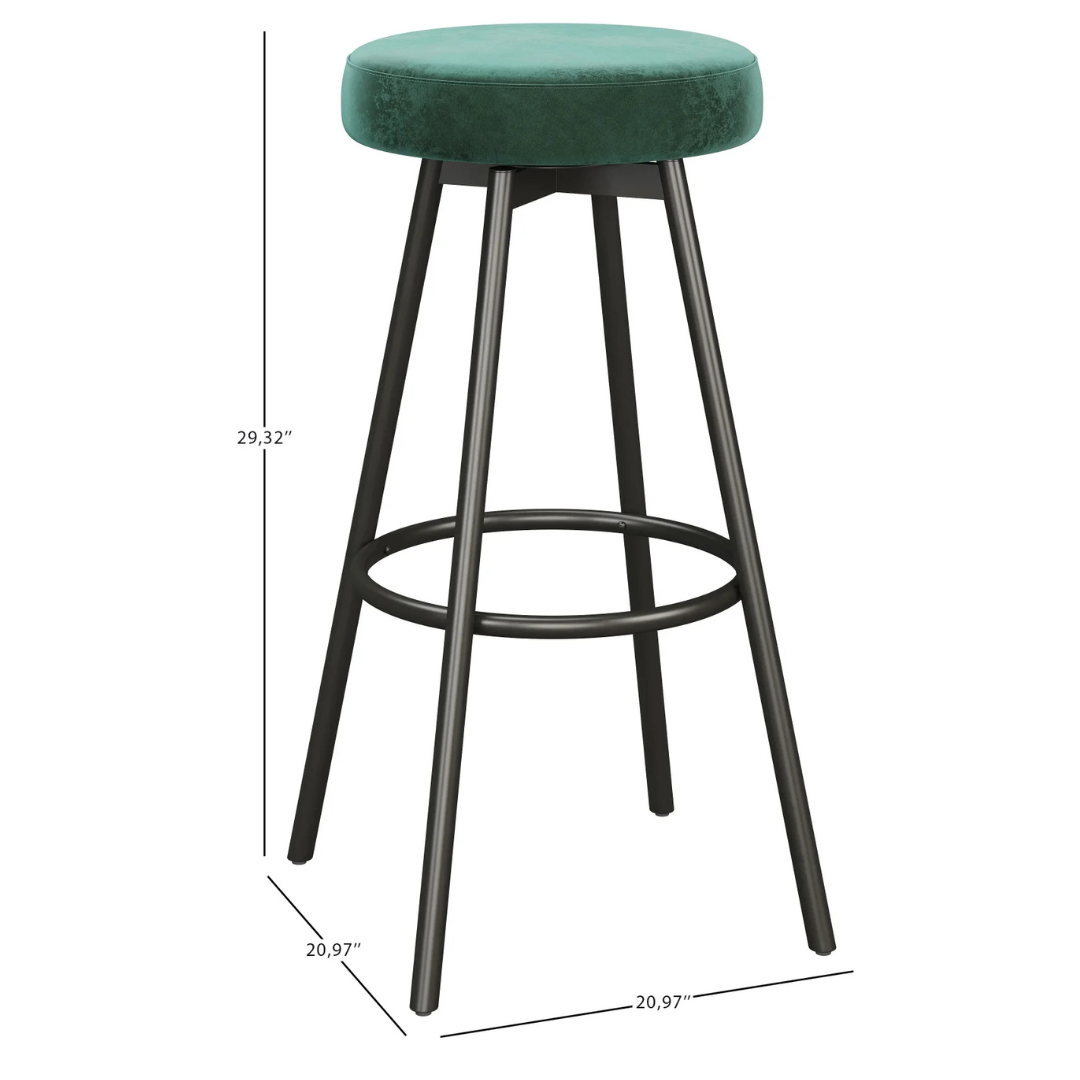 2-Pack Walker Edison Modern Glam Bar-Height Swiveling Velvet Barstools