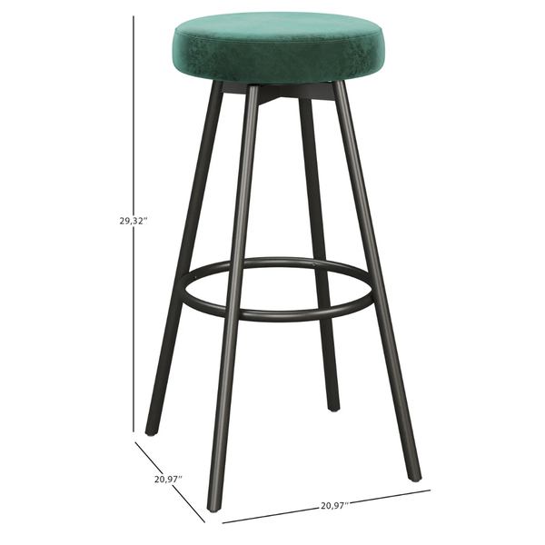 2-Pack Walker Edison Modern Glam Bar-Height Swiveling Velvet Barstools