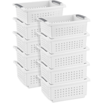 10-Pack Sterilite Medium Stacking Plastic Basket Storage Organizer