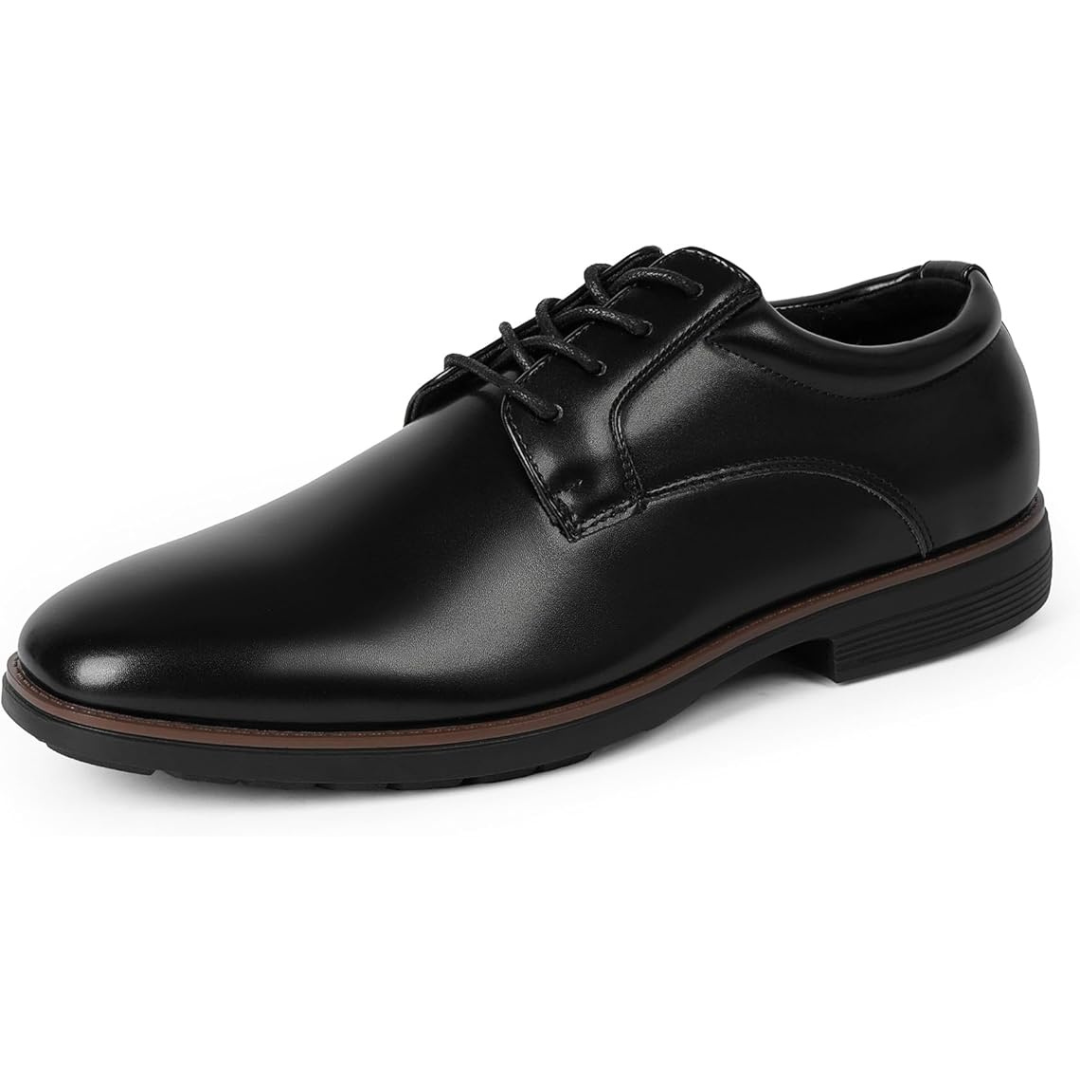 QIY Men's Square-Toe Lace-Up Oxford Dress Shoes (Black or Brown)