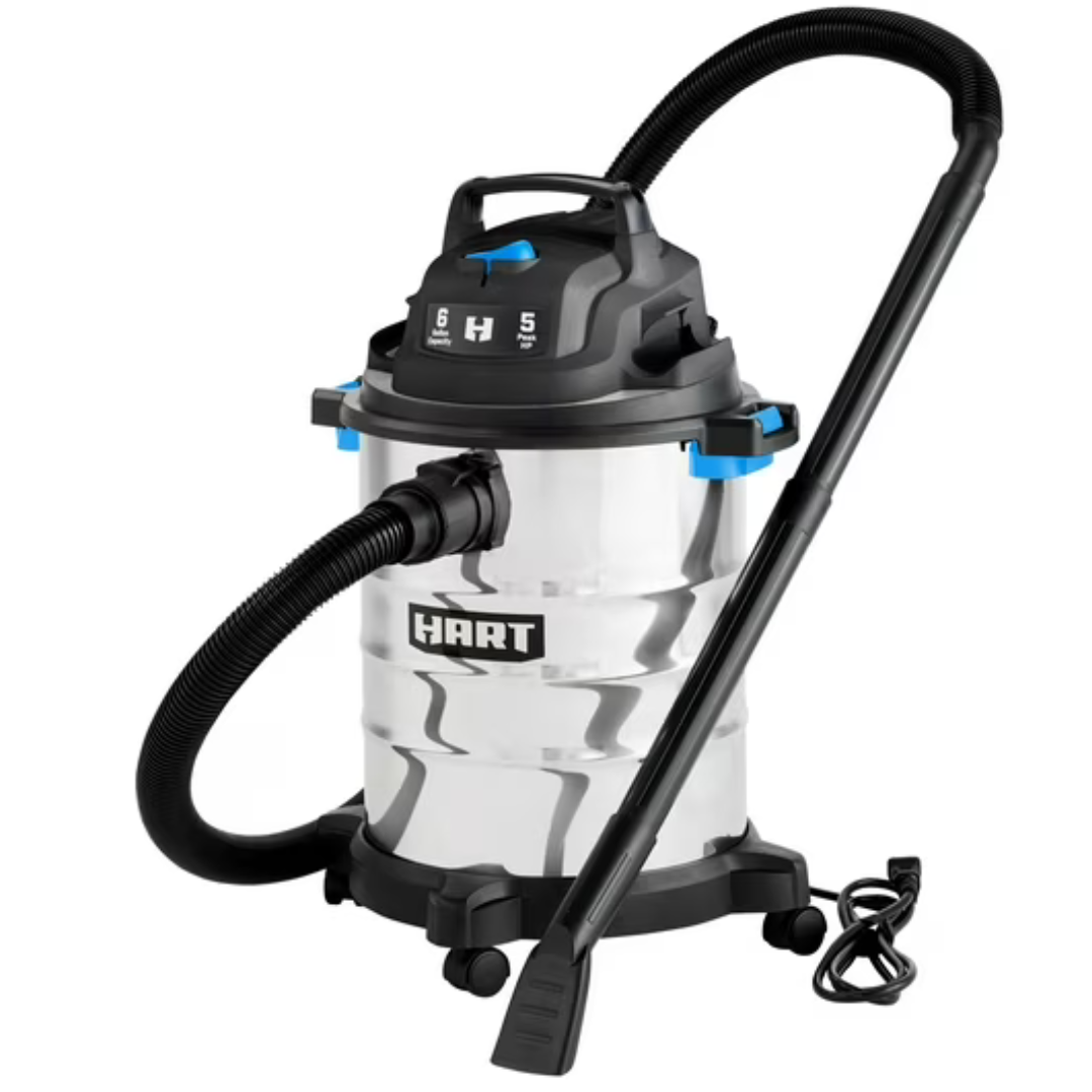 6-Gal Hart Stainless Steel Wet/Dry Vacuum & Blower with Car Cleaning Kit