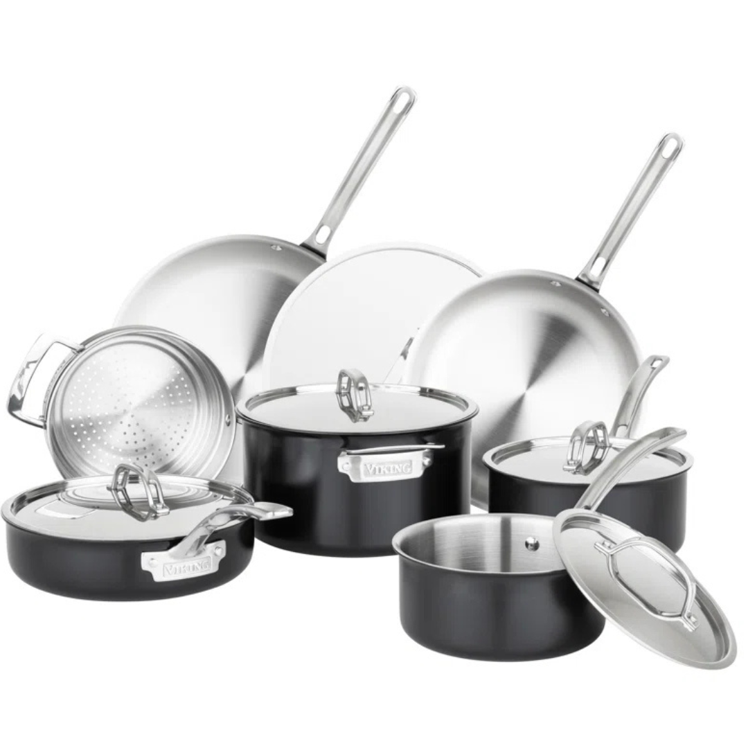 12-Piece Viking 3-Ply Pots and Pans Set With Lids