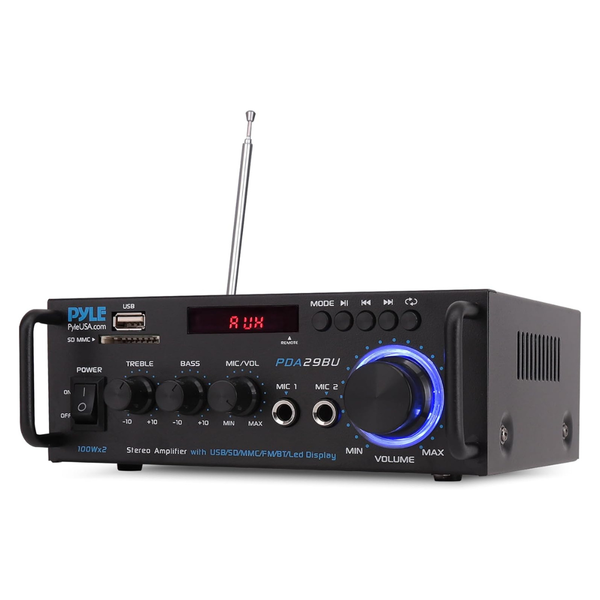 Pyle 200W Dual Channel Bluetooth Stereo Power Amplifier
