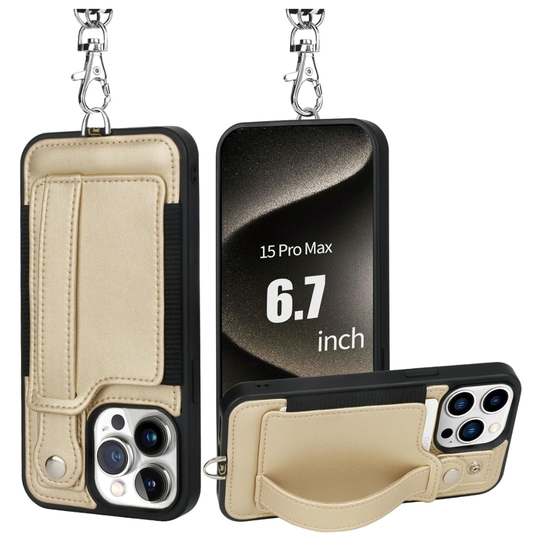 iPhone 15 Pro Max Faux Leather Wallet Case With Card Holder