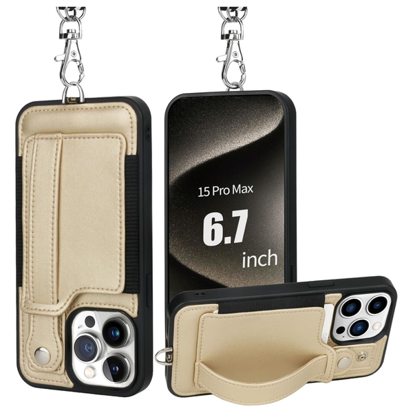 iPhone 15 Pro Max Faux Leather Wallet Case With Card Holder