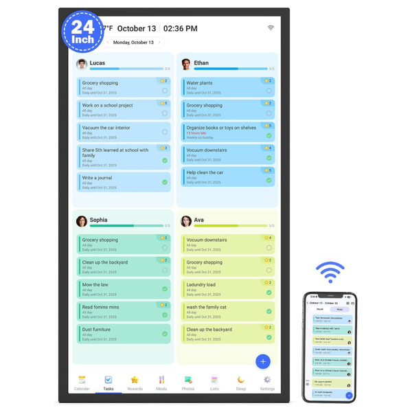 24" Wall Mounted Interactive Touchscreen Digital Smart Calendar