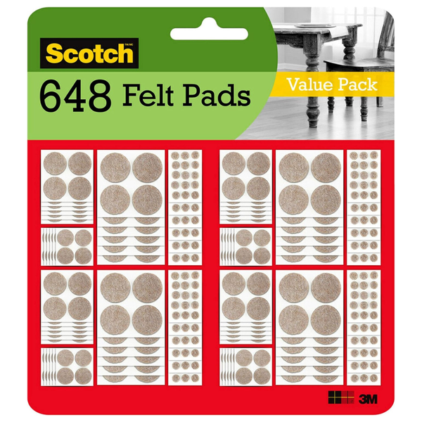 648-Pieces Scotch Furniture Round Felt Pads (Assorted Sizes)