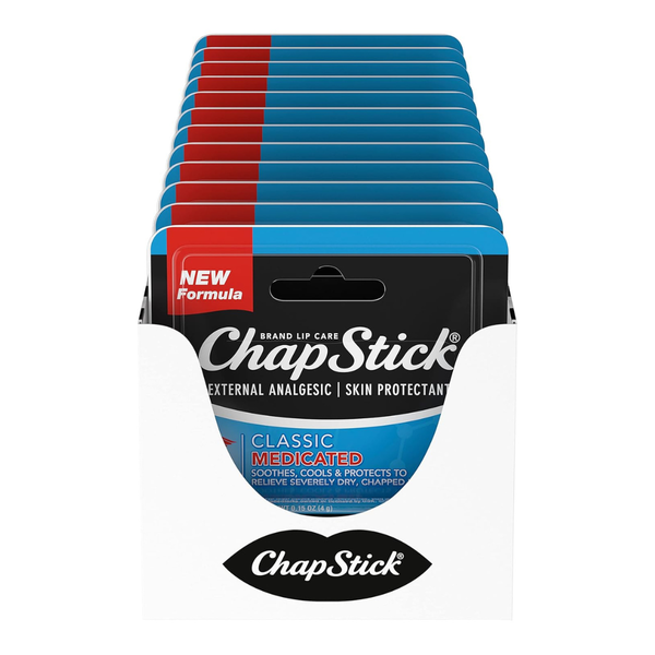 12-Pack 0.15oz ChapStick Classic Medicated Lip Balm Tubes