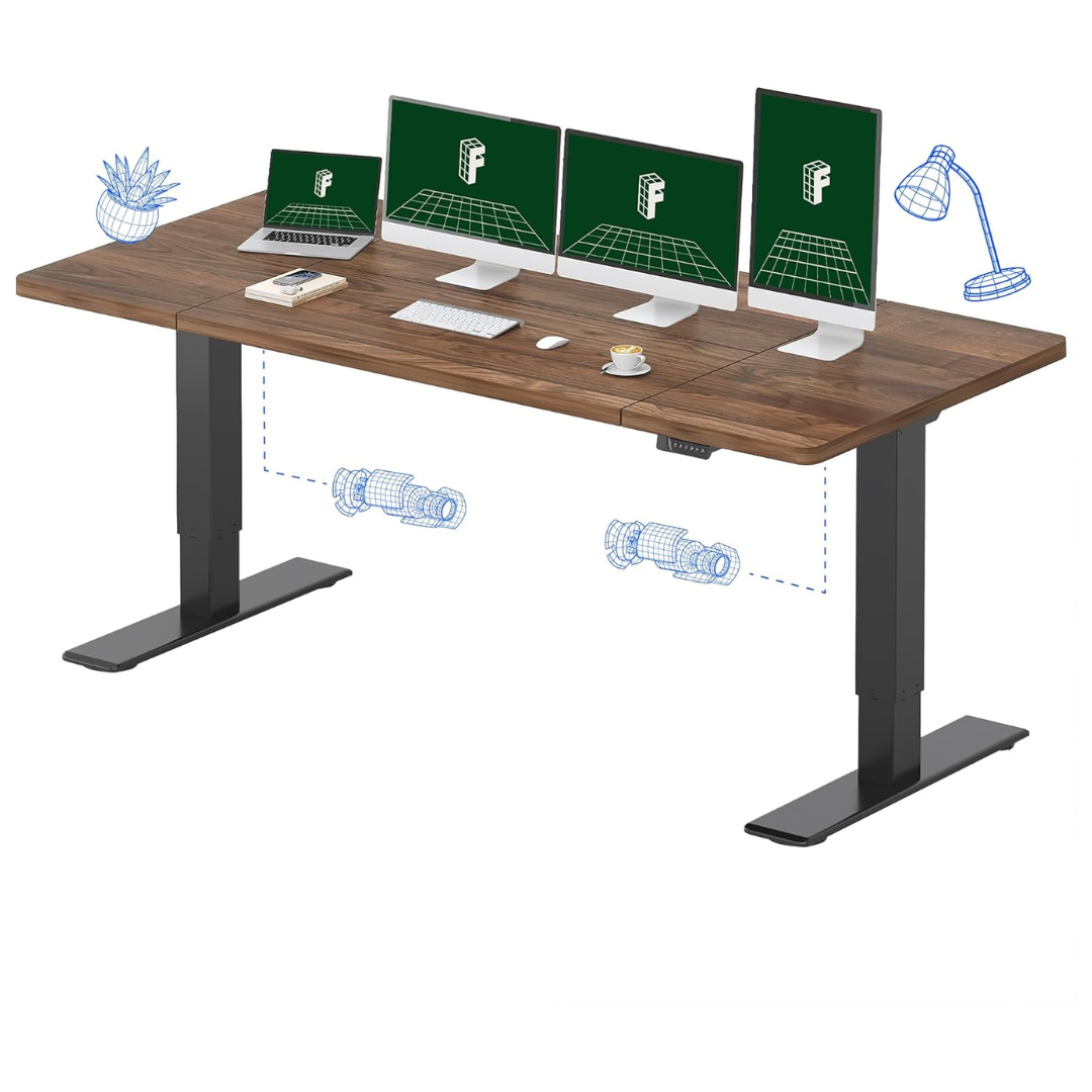 79"x32" FLEXISPOT Large Dual Motor Electric Standing Desk (Black Walnut)