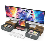 Dual Monitor Stand Riser with Two Drawers