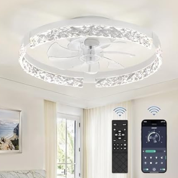 20" Low Profile Ceiling Fans with Lights & Remote