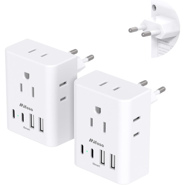 2-Pack 8-in-1 European Travel Plug Adapter
