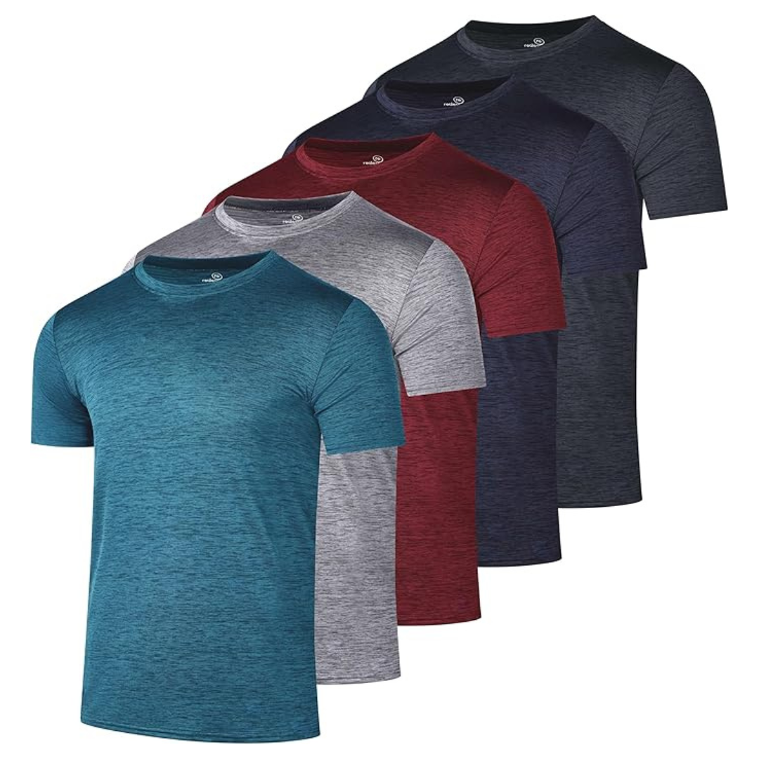 5-Pack Real Essentials Men's Short Sleeve Dry Fit Active Crew Neck T Shirt