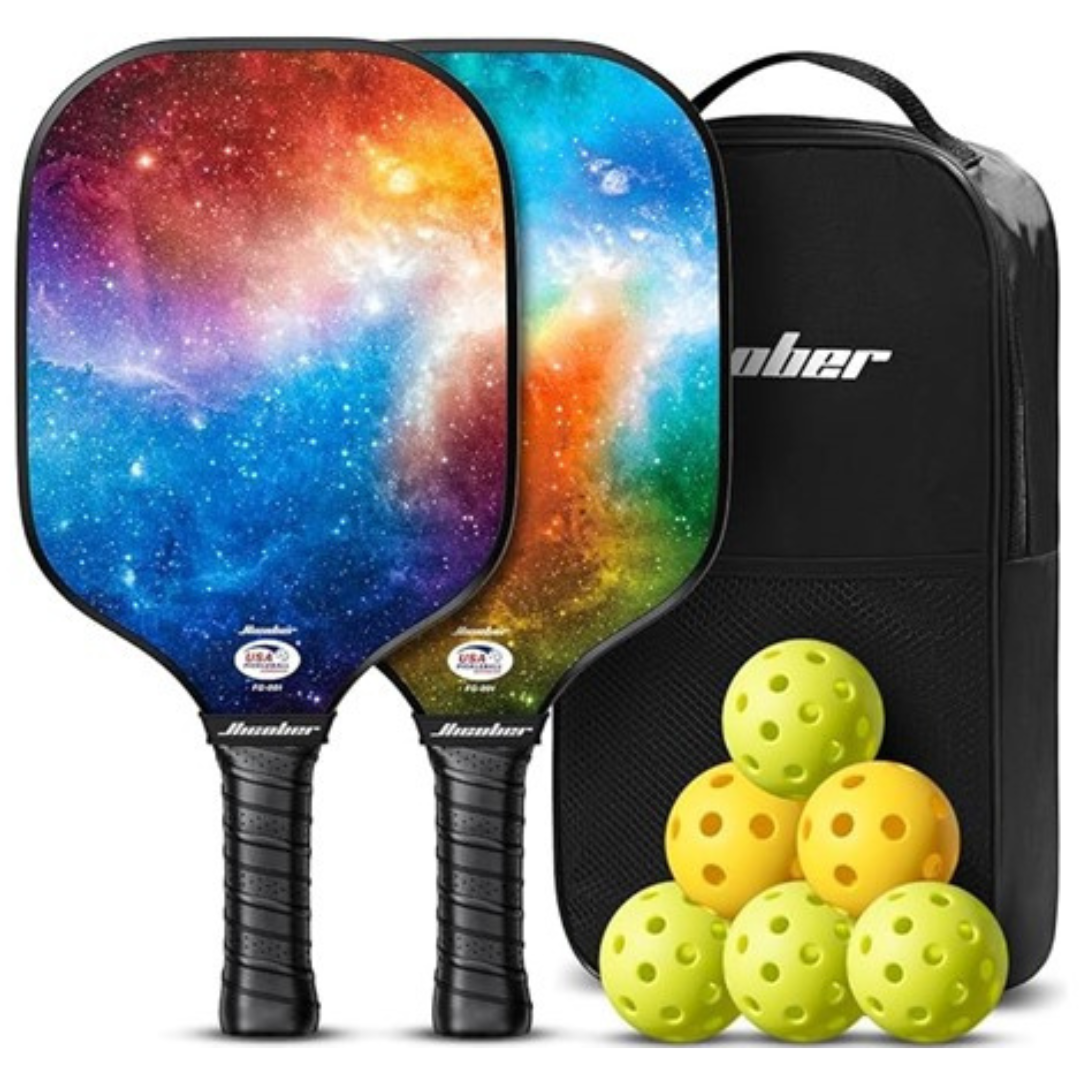 2-Pack Hicober Pickleball Paddles with 6 Balls & Bag