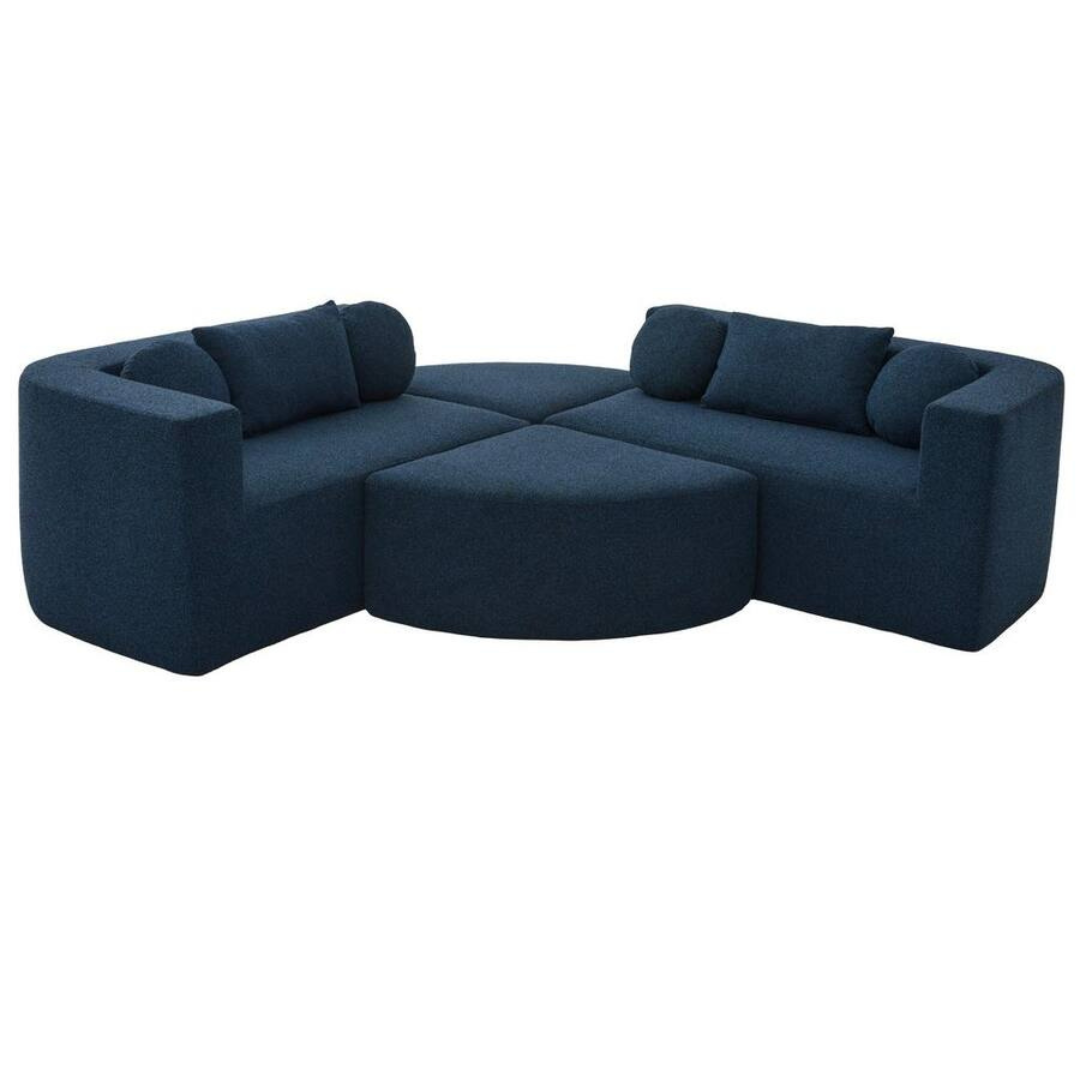 114.9" Upholstered Sectional Sofa W/ Ottomans, Pillows