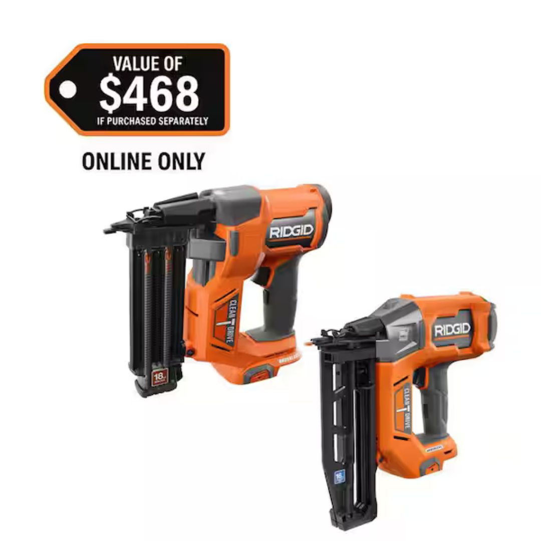 Ridgid 18GA Brad Nailer W/ Straight Finish Nailer