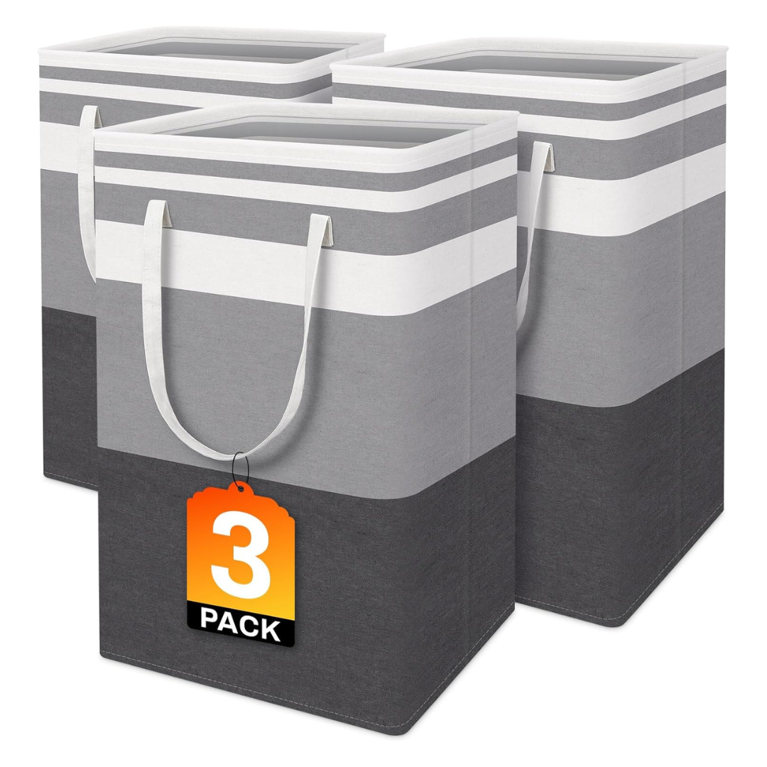 3-Pack BlissTotes 75L Laundry Basket With Easy Carry Handles