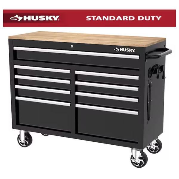 46" Husky 9-Drawer Tool Storage Mobile Workbench Cabinet