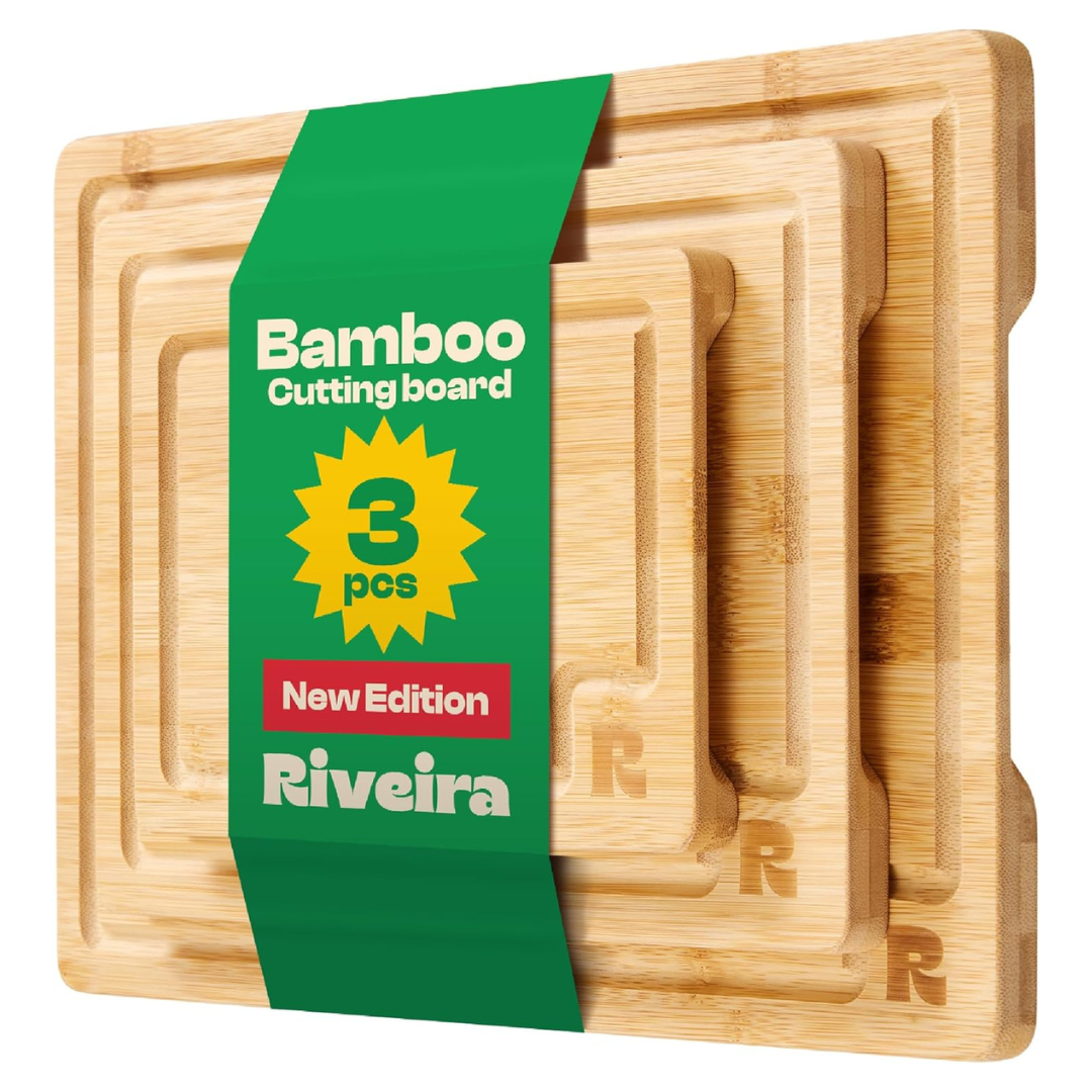 3-Piece Riveira Natural Bamboo Wooden Cutting Board