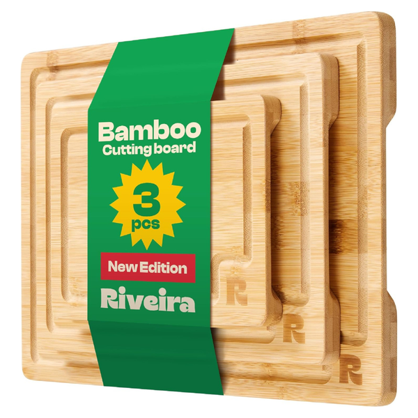 3-Piece Riveira Natural Bamboo Wooden Cutting Board
