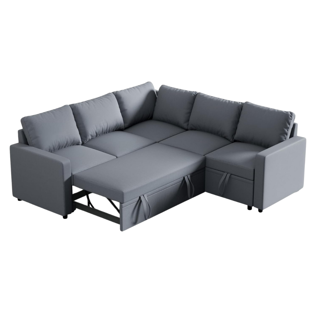 Modular L Shaped Sectional Convertible Sofa Bed W/ Storage Seat