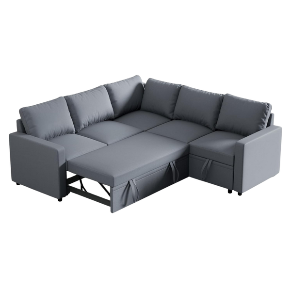 Modular L Shaped Sectional Convertible Sofa Bed W/ Storage Seat