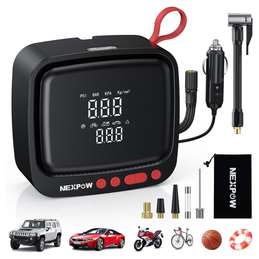NEXPOW 150PSI Portable Tire Inflator Air Compressor with LED Light