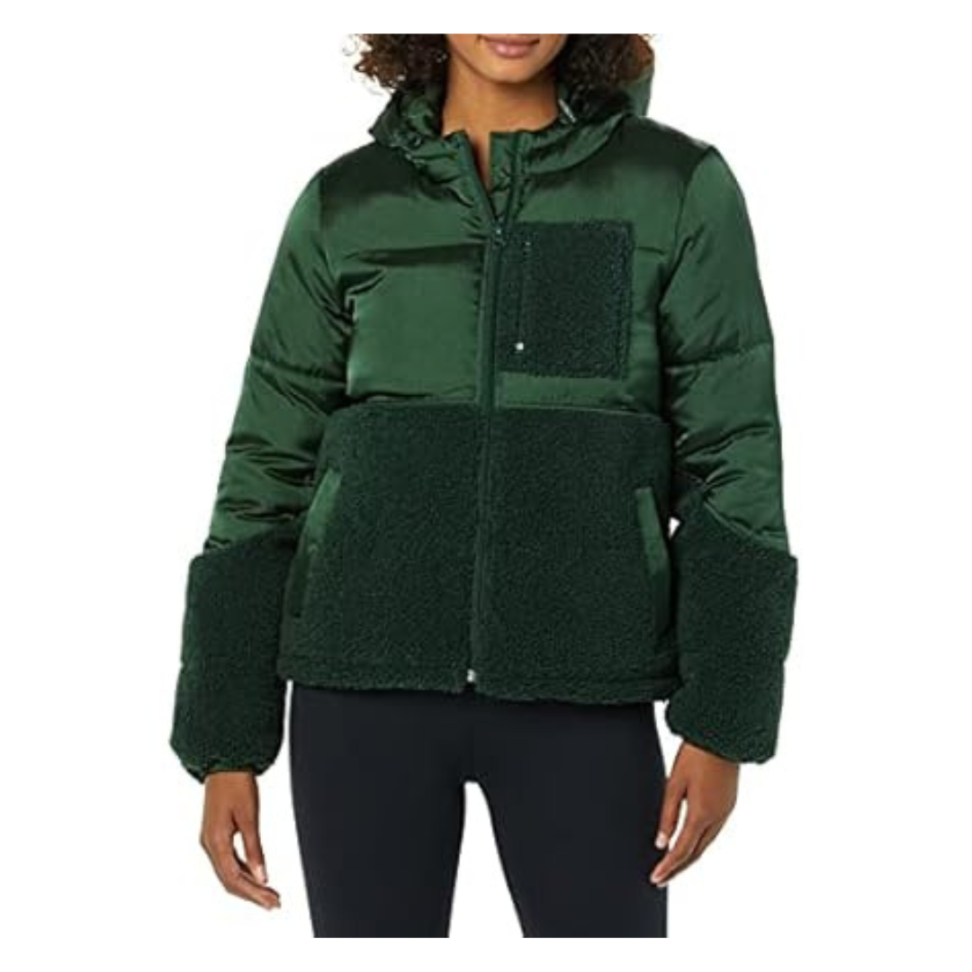 Amazon Essentials Women's Full-Zip Sherpa Fleece Hooded Puffer Jacket (Various)