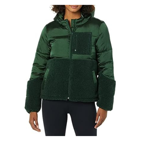 Amazon Essentials Women's Full-Zip Sherpa Fleece Hooded Puffer Jacket (Various)
