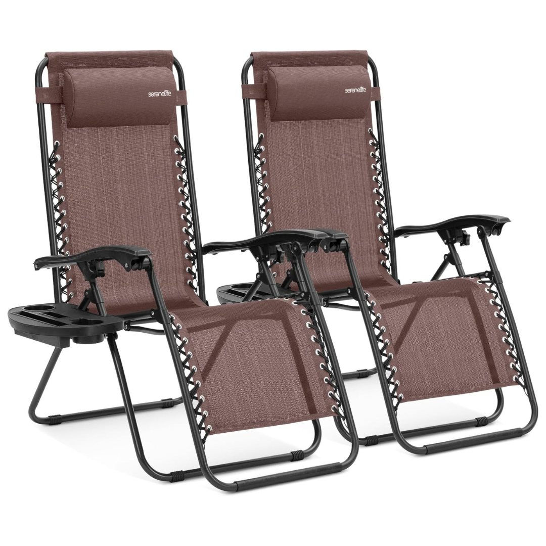 2-Pack Zero Gravity Folding Recliners Lounge Chairs