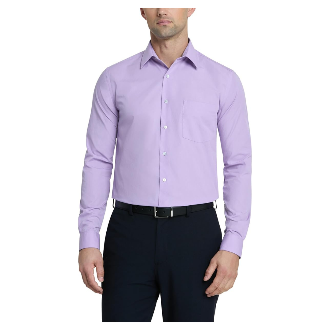 Van Heusen Men's Classic-Fit Point Collar Long Sleeve Poplin Dress Shirt
