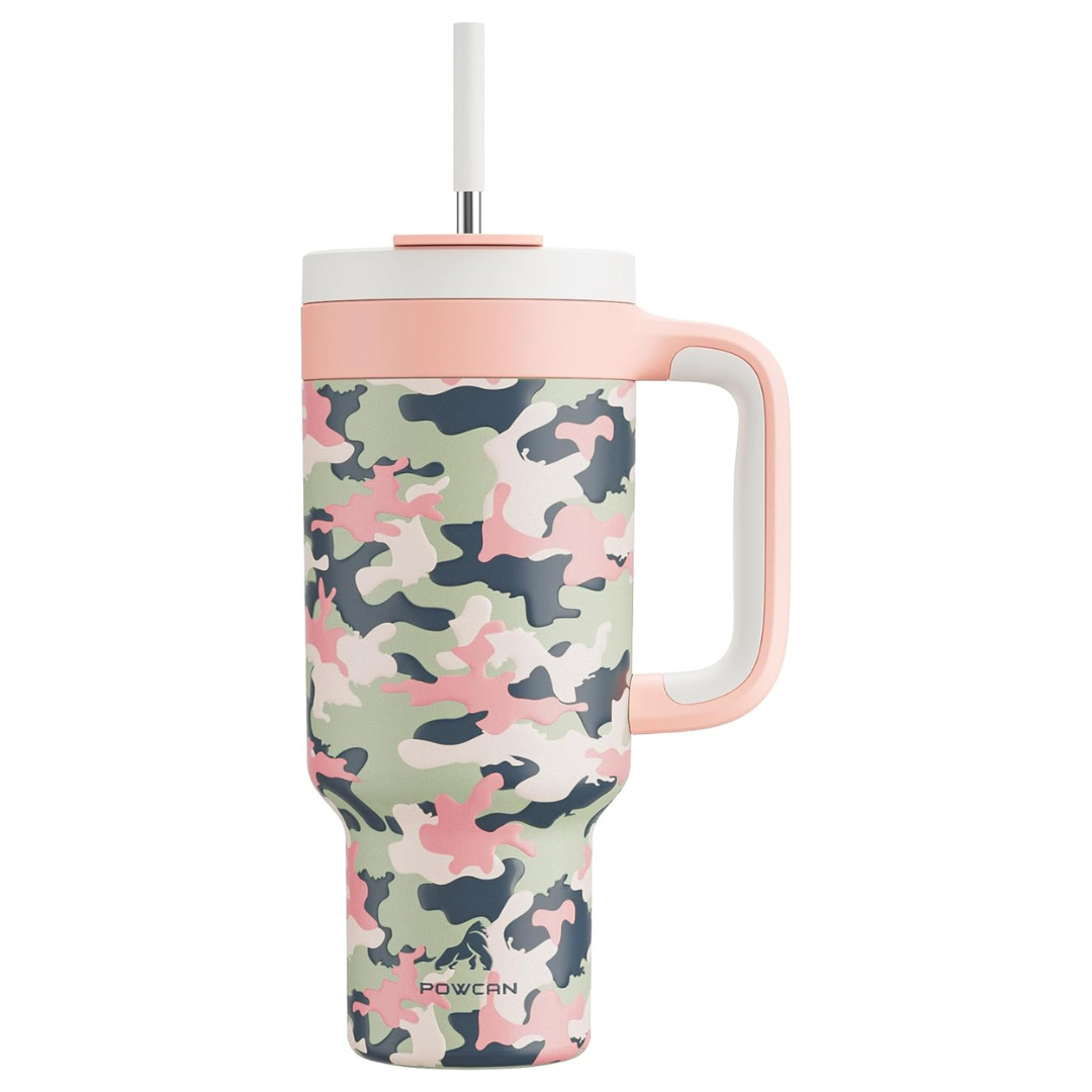 40oz Camo Insulated Stainless Steel Tumbler With Handle & Sip Lid